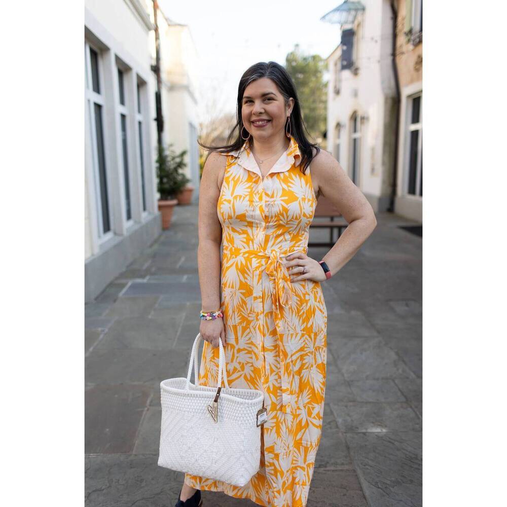 NEW COMPANIA FANTASTICA flowers button down dress in yellow